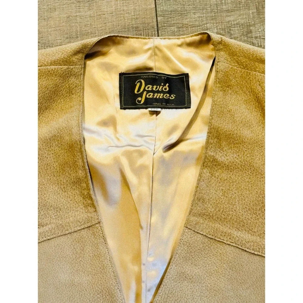 Davis James Vintage Mens Tan Leather Western Vest Made in USA Size 46R Cowboy